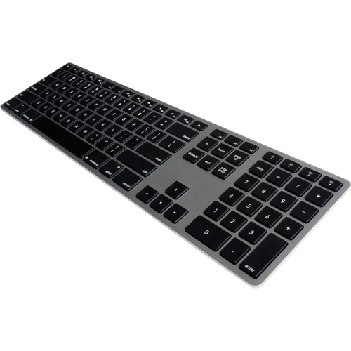Ergoguys Matias Wireless Aluminium Keyboard Space Gray. Wireless Bluetooth Keyboard W Similar Layout To Apple Wireless Keyboard. Num Keypad - Rechargeable Battery W 1 Year Life Btw Charge - Pairs Up To 4 Bluetooth Devices At Same Time - FK418BTB