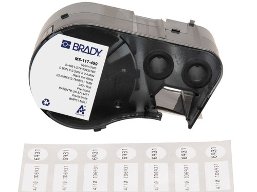 Brady Aggressive Adhesive Multi-Purpose Nylon Vial and Tube Labels with Ribbon for BMP51 M511 Printers - 0.5 x 1 x 0.375 Dia, White - M5-120-499