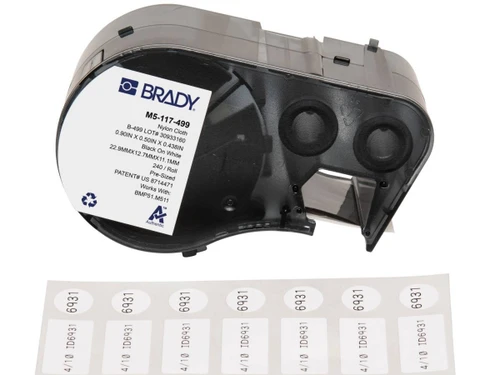 Brady Aggressive Adhesive Multi-Purpose Nylon Vial and Tube Labels with Ribbon for BMP41 BMP51 M511 Printers - 0.5IN DIA, White - M4-83-499