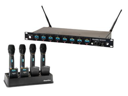 ClearOne 8 Channel Wireless Receiver with RF band M500 (486-512 MHz) Compressed, with built-in Dante; 8-bay docking station included. - 910-6000-804-C-D