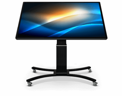 Clear Touch Adjustable Mobile Stand - Curve-Shaped Open Base with Motorized Height Adjustment, Cable Management and Anti-Collision - CTI-STAND-ADJM-E1