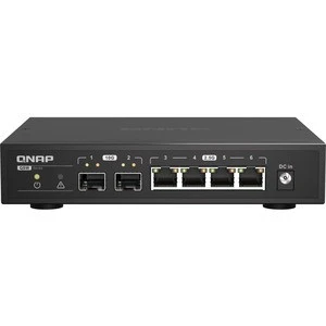 Qnap Unmanaged Switch, 4 Port 2.5Gbps Auto Negotiation -2.5G/1G/100M, 2 10Base-T 5-Speed Auto Negotiation - 10G/5G/2.5G/1G/100M Port - QSW-2104-2T-A-US