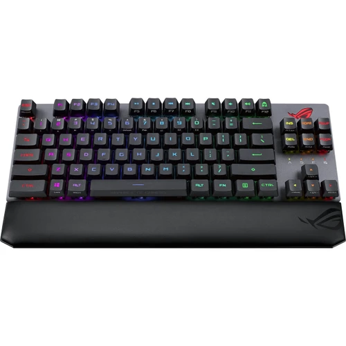 Asus ROG Strix Scope RX TKL Wireless Deluxe Gaming Keyboard, Tri mode Connectivity 2.4GHz RF, Bluetooth, Wired, ROG RX Red Optical Mechanical Switches, PBT Keycaps, RGB, Wrist Rest, Black - X807 STRIX SCOPE RX TKL