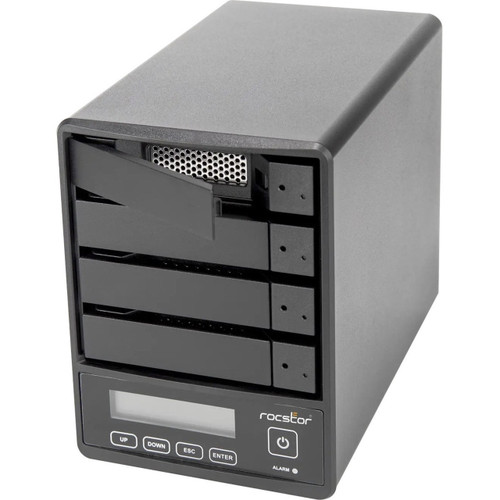 Rocstor Rocpro U35 USB Type-C Desktop RAID Storage - 80TB (4x20TB) HDD Installed - 7200 RPM - RAID 0/5 & JBOD - USB 3.2 Gen 1 SuperSpeed Type-C 5Gbps, (USB 3.1/3.0) - 4-Bay Hot Swap Tray, USB-C to USB-C and USB-C to USB Type-A Cables - GP4422-01