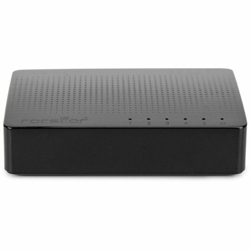Rocstor JetConnect JC05 5-Port Gigabit Desktop / Wallmount Unmanaged Network Switch, 5 x 10/100/1000 RJ-45 Ports, 10Gbps Switching Capacity, 2 Layer Supported, Fanless, Plastic Enclosure - 5 Ports GbE- UL Power Adapter - Y10S001-B1