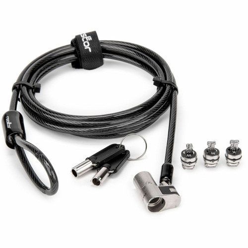 Rocstor Rocbolt Universal 3-IN-1 Keyed Security Laptop Lock - for Standard K-Slot, Nano, and Noble Wedge Slots - Heavy-duty Carbon Steel Cable, (2) Keys - 6.6 ft Heavy-duty Cable - for Dell, HP & Lenovo Laptops, Desktops - Y1RB029-B1