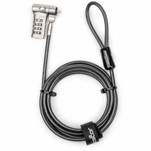 Rocstor Rocbolt Universal Switchable Built-in 3-IN-1 Combination Security Laptop Lock - 4-Digit REsettable Lock - for Standard K-Slot, Nano, and Noble Wedge Slots - With 6.6 ft 5mm Cable - Security Locks for Dell, HP, Lenovo - Y1RB033-B1