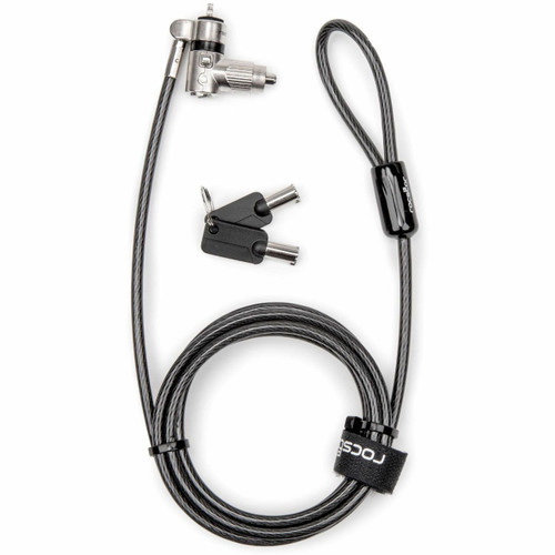 Rocstor Rocbolt Universal Switchable Built-in 3-IN-1 Keyed Security Laptop Lock - for Standard K-Slot, Nano, and Noble Wedge Slots - 5mm Carbon Steel Cable - (2) Keys Included - 6.6 ft 5mm Cable - for Dell, HP, Lenovo - Y1RB034-B1