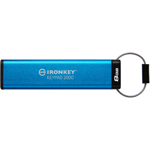 Kingston 8GB USB-c Ironkey Keypad 200c, Fips 140-3 Lvl 3 (pending) AES-256 - IKKP200C/8GB