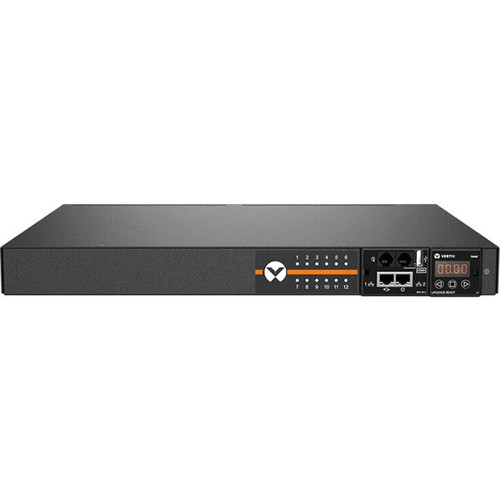 Vertiv Rpdu Switched Unit Level Monitoring Ec, 20A, 120V, 1.9Kw, Horizontal, (12) Nema 5-20R, 10Ft / 3M Power Cord With L5-20P, Black Powder Coat. - VP52100
