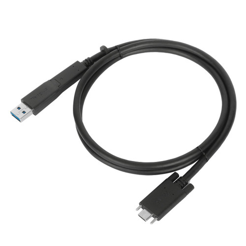 Targus 1M USB-C Male To USB-C Male 10 Gbps Screw-In Cable With USB-A Tether - 1M Cable Supports USB-C And USB-A Devices;Tethered USB-A Connector Connects To Legacy Devices;Supports Up To 10Gbps Data Transfer Rates - ACC1133GLX
