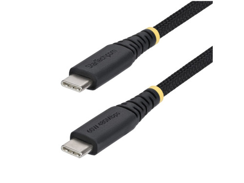 StarTech USB-C Charging Cable Supports 60W/3A Power Delivery and 480Mbps; Fast Charge from a USB-C Wall Charger/Power Bank; Works W/USB-C Laptops/Tablets; Color: White; O.D.: 3.5Mm; Jacket: Tpe W/Braided Shield - USB2CC3MWHE