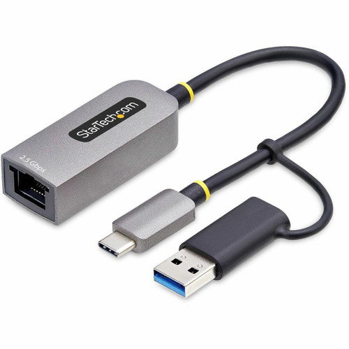StarTech 2.5Gbe Nbase-T USB-C to Ethernet Adapter W/USB-A Converter; Securely Connects to Networks over Cat5E/Rj45/LAN; 10/100Mbps/1G/2.5G; Auto-Negotiation for Max Bandwidth; Works with USB 3.0/3.1 Type-C/Tb3 - U2GA-USB-C-ETHERNET