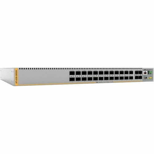 Allied Telesis L3 Stackable Switch, 24 100m/1 Gigabit SFP Ports; 4 1/10 Gigabit SFP+ Ports; 2 Stacking Ports And Dual Fixed Psu, TAA Compliant Version. Purchasing Service Needed - 1gb Ram - 256mb Flash Memory - AT-X530-28GSX-90