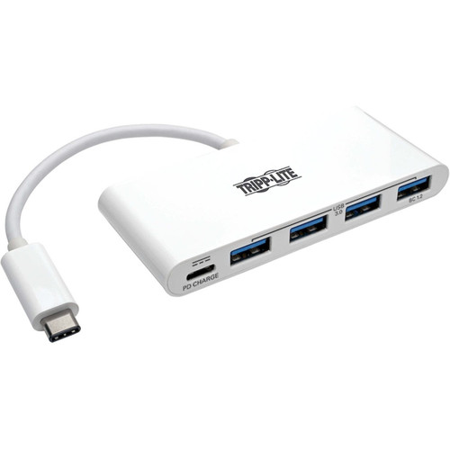 Eaton Tripp Lite Series 4-Port USB-C Hub, USB 3.X (5Gbps), 4X USB-A Ports, 60W Pd Charging, White - Turn Your Devices USB-C Port Into A Multiport Workstation - U460-004-4A-C