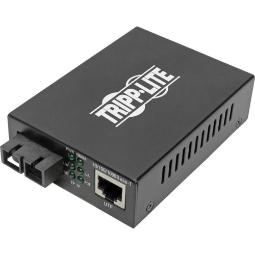 Eaton Tripp Lite Series Gigabit Multimode Fiber To Ethernet Media Converter, PoE+, International Power Cables, 10/100/1000 Sc, 1310 Nm, 2 Km (1.2 Mi.), Supports Auto-Sensing Of Network Speed And Other Advanced Functions - N785-INT-PSCMM2