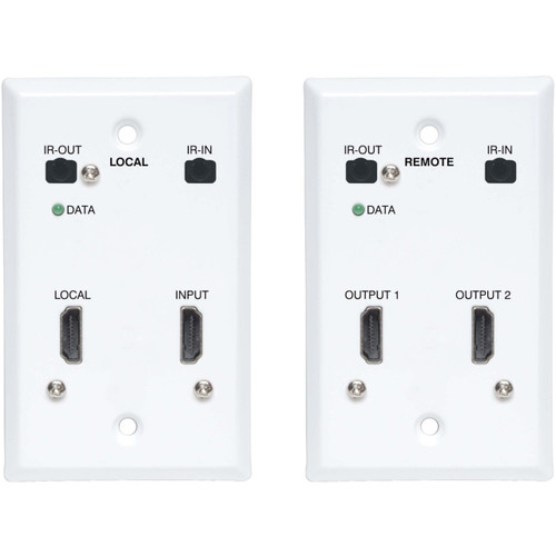 Eaton Tripp Lite Series HDMI Over Cat6 Extender Kit, Wallplate, 4K 60Hz, Hdr, Dual Output, Ir, Poc, 230 Ft., TAA - HDMI Extender Kit Ideal For Digital Signage In Schools, Restaurants And Lecture Halls - B127A-2A1-FHFH