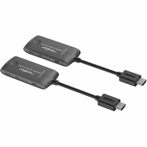 Rocstor TrueReach Mini Portable 65ft (20M) HDMI over Wireless Extender - 4096x2160@60HZ - 4K 60Hz up to 65ft (20m) - Contains 1 HDMI Transmitter & 1 HDMI Receiver Dongle Kit (HDMI input on TX, HDMI output on RX) - Low Latency - Black - Y10G009-B2