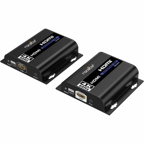 Rocstor TrueReach TR18 4K@60Hz HDMI & IR Extender Over Ethernet - One-to-One Connection up to 656ft (200m) HDMI Transmission Distance with Cat6/6a/7 - CAT5 262ft, CAT5E 328ft - Supports one Transmitter to Many Receivers - Black - Y10G018-B1