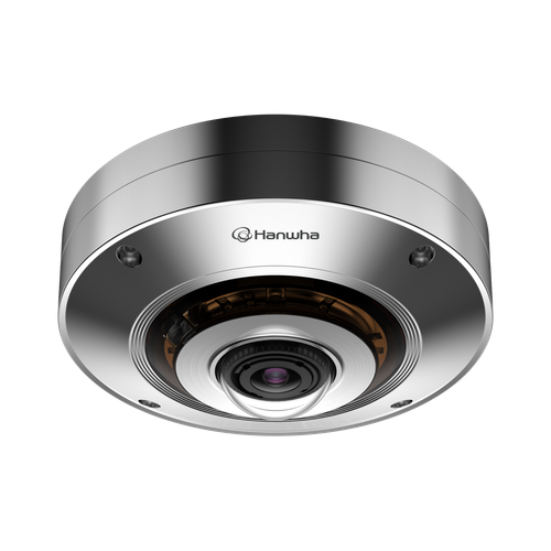 Hanwha Vision Stainless Steel Fisheye, Powered by Wn7, 1/2.3in 12mp Cmos, Max Resolution 3008x3008 @ 30fps, 1.08mm Fixed Focal Lends, Stereo Graphic Type Lens, Enhanced Resolution for the Peripheral Regions, H. - XNF-9010RS