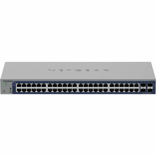 Netgear Switch S3300-52X (GS752TX) - 1RU - Wired - 10Gbps - Networking / Ports Qty: 53 - Gigabit Ethernet - 48 Gigabit copper ports, 2 Copper 10G and 2 SFP+ 10G Ports, 1 x USB - 256MB RAM - 64MB Flash Memory - GS752TX-300NAS