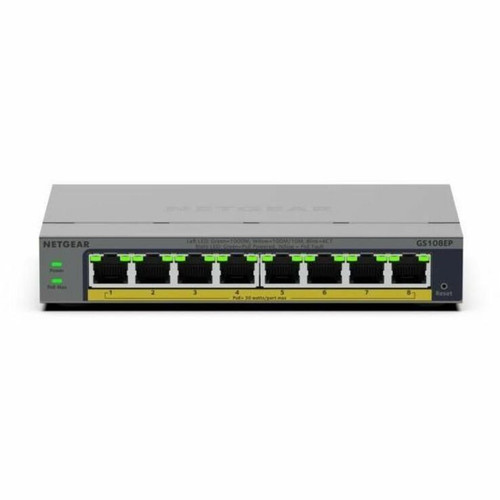 Netgear Switch - GS108EP - Wired - 1Gbps - Networking / Ports Qty: 8 - Gigabit Ethernet - Manage PoE prioritization, PoE power limit per port, PoE scheduling and more for advanced control over all PoE-powered devices - GS108EP-100NAS