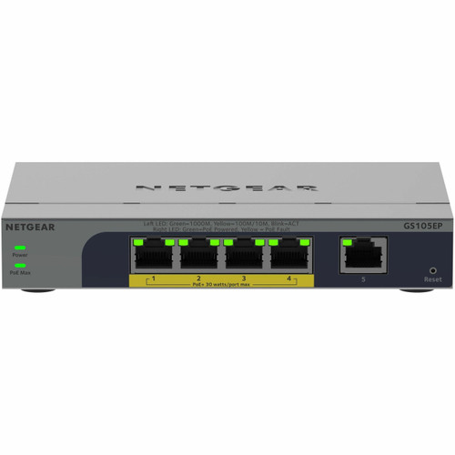 Netgear 5 Port Gigabit Ethernet Easy Smart PoE+ Switch (63W) - GS105EP-100NAS