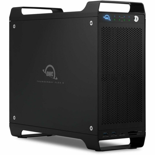 OWC Thunderbay Flex 8 - Desktop - 192TB (8X24TB HDD) - SATA 6 Gb/S - Thunderbolt 3, USB 3.2 Gen 2 Type-C, USB 3.2 Gen 2 Type-A, Displayport, Cfexpress 2.0 Type B, Sd - JBOD,RAID 0, 1,0+1, 4, 5 - 100-240V, 50-60Hz - Power Suply - OWCTB3F80D192