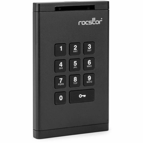 Rocstor DataSecure EX20 1TB SSD USB Portable Encrypted Hard Drive - FIPS 140-2 Level 3 Validated, AES 256 -Keypad Authentication- USB C 3.2 Gen1- Black - TAA - E76018-B1