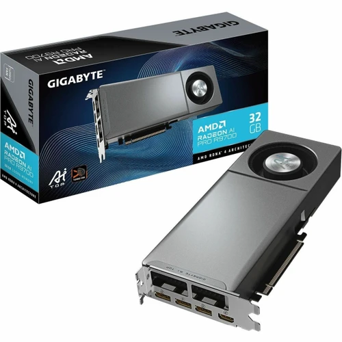 Gigabyte Radeon AI PRO R9700 AI Top 32GB Graphics Card – PCIe 5.0, RDNA 4, 32GB GDDR6, Turbo Fan Cooling, AI/ML Optimized - GV-R9700AI TOP-32GD