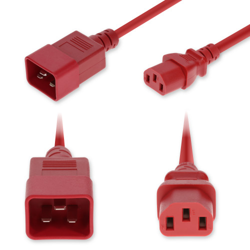 AddOn 6Ft C20 Male To C13 Female Standard Commercial Temp 14 Awg Red Power Cable - ADD-C202C13C14G6FRD