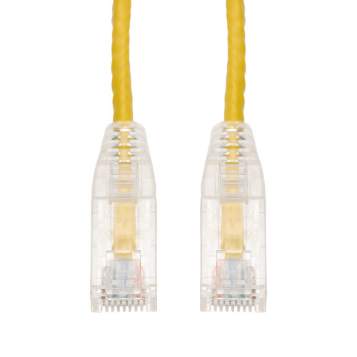 AddOn 25-Pack 7Ft Yellow Cat 6 Slim Pvc Ethernet Cable Snagless Clear-Claw RJ-45 M/M Bulk Bag Packaged, No Twist Ties - ADD-7FSLCAT6-YW-25PK