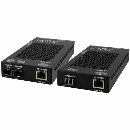 Stand-alone Fast & Gigabit Ethernet PoE / PoE+ Media Converter 10/100/1000Base-T PoE+ PSE to 1000Base-X - SGPAT1040-305-EU
