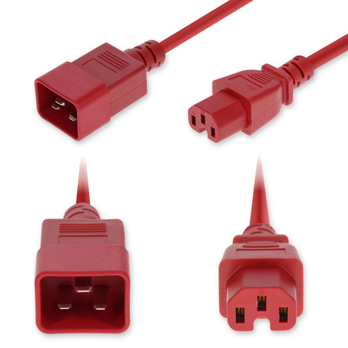 AddOn 6ft C20 Male to C15 Female Standard Commercial Temp 14 AWG 250V at 15A PVC SJT (Service Junior Thermoplastic) Black Power CableADD-C202C15C14G6FBK