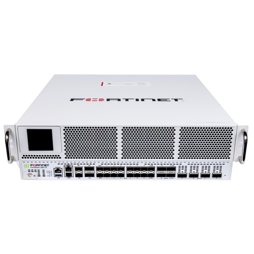 FortiGate-3800G-DC Hardware plus 1 Year FortiCare Premium and FortiGuard Enterprise Protection - 4x 400 GE QSFP-DD slots, 6x 200 GE QSFP56 slots, 18x 50GE SFP56 slots, 2x 10GE RJ45 Management Ports - FG-3800G-DC-BDL-809-12