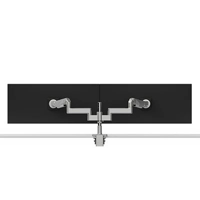 Humanscale MFlex M8 Arms - Dual Bracket for 2 Monitors - Silver - 12/Dynamic - Standard Tilt - Standard 100mm x 100mm, Black - Clamp - 36 - Two Rows - X82SFTBC3622FTB