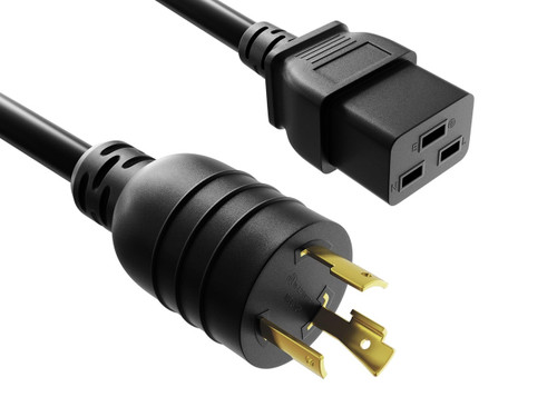 Enet Nema L6-20 Male Plug to C19 12AWG 20A 250V 6ft Blue Power Cord - NCNR: Non-Cancelable and Non-Returnable - NL620P-C19-BL-6F-ENC