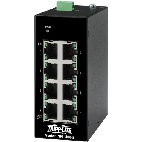 Eaton Tripp Lite series 8-Port Unmanaged Industrial Gigabit Ethernet Switch 10/100/1000Mbps 8x PoE+ 30W 2x SFP Ports TAA - NGI-U08C2P8-4