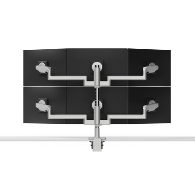Humanscale M/Flex M2 Pro Six Monitor Arms, Stacked (Three Over Three), 12IN/Dynamic Links with Slider, 30IN Post, 100x100mm VESA, White with White Trim - X23HFSBD3023FSB
