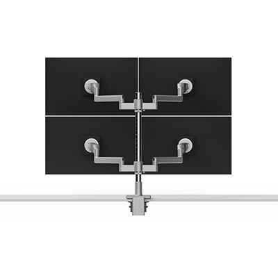 Humanscale M/Flex M2 Pro Quad Monitor Arm, Stacked (Two Over Two), 8IN/Dynamic Links, 24IN Post, 100x100mm VESA, White with White Trim - X22HETBN2422ETB