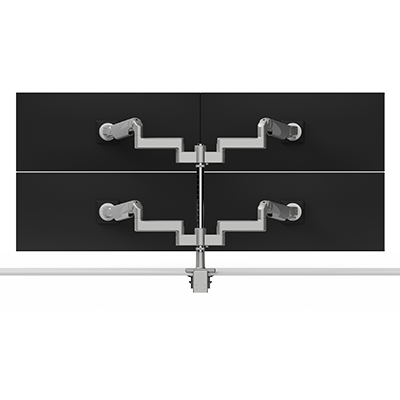 Humanscale M/Flex M8 Pro Quad Monitor Arm, Stacked (Two Over Two), 4IN/Dynamic Links, 24IN Post, 100x100mm VESA, White with White Trim - X82HCTBB2422CTB