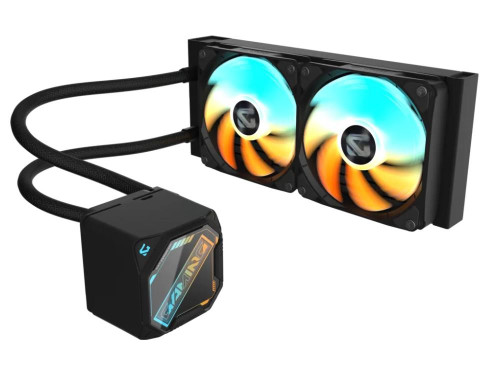 Valcom GIGABYTE GAMING Liquid Cooler, 240mm radiator, 120 25mm 2 Daisy Chain ARGB Fan, 300W/+10% TDP, Removable Magnetic waterblock Cap, WHITE - GP-GIGABYTE GAMING 240 ICE