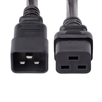 AddOn 8ft C20 Male to C19 Female Standard Commercial Temp 14 AWG 250V at 15A PVC SJT (Service Junior Thermoplastic) Black Power Cable - ADD-C202C19C14G8FBK