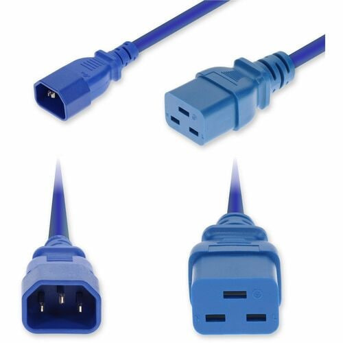 AddOn 10ft C14 Male to C19 Female Standard Commercial Temp 14 AWG 250V at 15A PVC SJT (Service Junior Thermoplastic) Black Power Cable - ADD-C142C19C14G10FBK