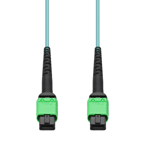 AddOn 3m MPO/APC to MPO/APC Aqua OM4 OFNP (Plenum-Rated) 16-Strand Fiber Patch Cable - ADD-16FAMPOAMPO-3M5OM4P