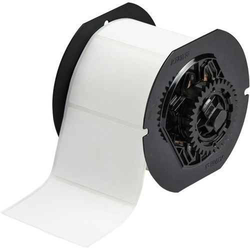 Brady B33 Series Weather Resistant Outdoor Polyester Labels 1 in H x 2 in W BK 1500/RL - A ribbon is Required to print this material - B33-17-8591-BK