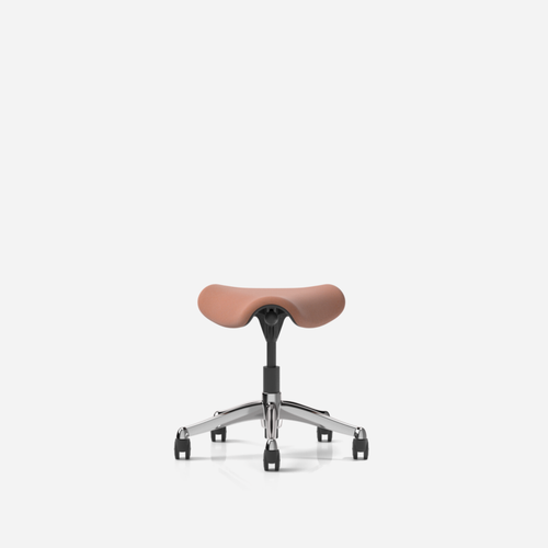 Humanscale Freedom Saddle Stool-Pony -Polished aluminum with Graphite Trim-Lotus-Black -Standard cylinder 5IN