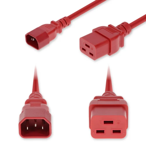 AddOn 4ft C14 Male to C19 Female Industrial Grade 14 AWG 250V at 15A PVC SJT (Service Junior Thermoplastic) Red Power Cable