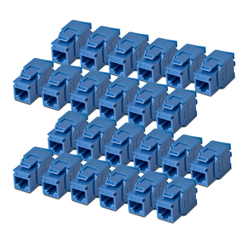 StarTech Cat6 Keystone Jack, 24-Pack RJ45 UTP Ethernet Keystone Jacks, Cat6 Wall Jack, 180-Degree Toolless, Blue