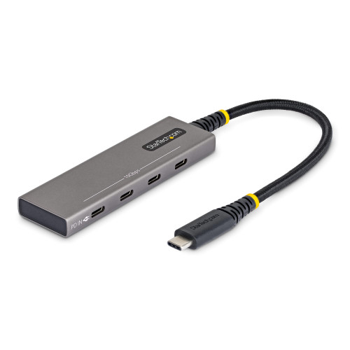 StarTech 4-Port USB-C Hub, 10Gbps, 100W PD Charging, 4x USB-C Ports, Overcurrent Protection, PCR Aluminum, For MacBook / Dell / ThinkPad / HP / iPad / Tablet